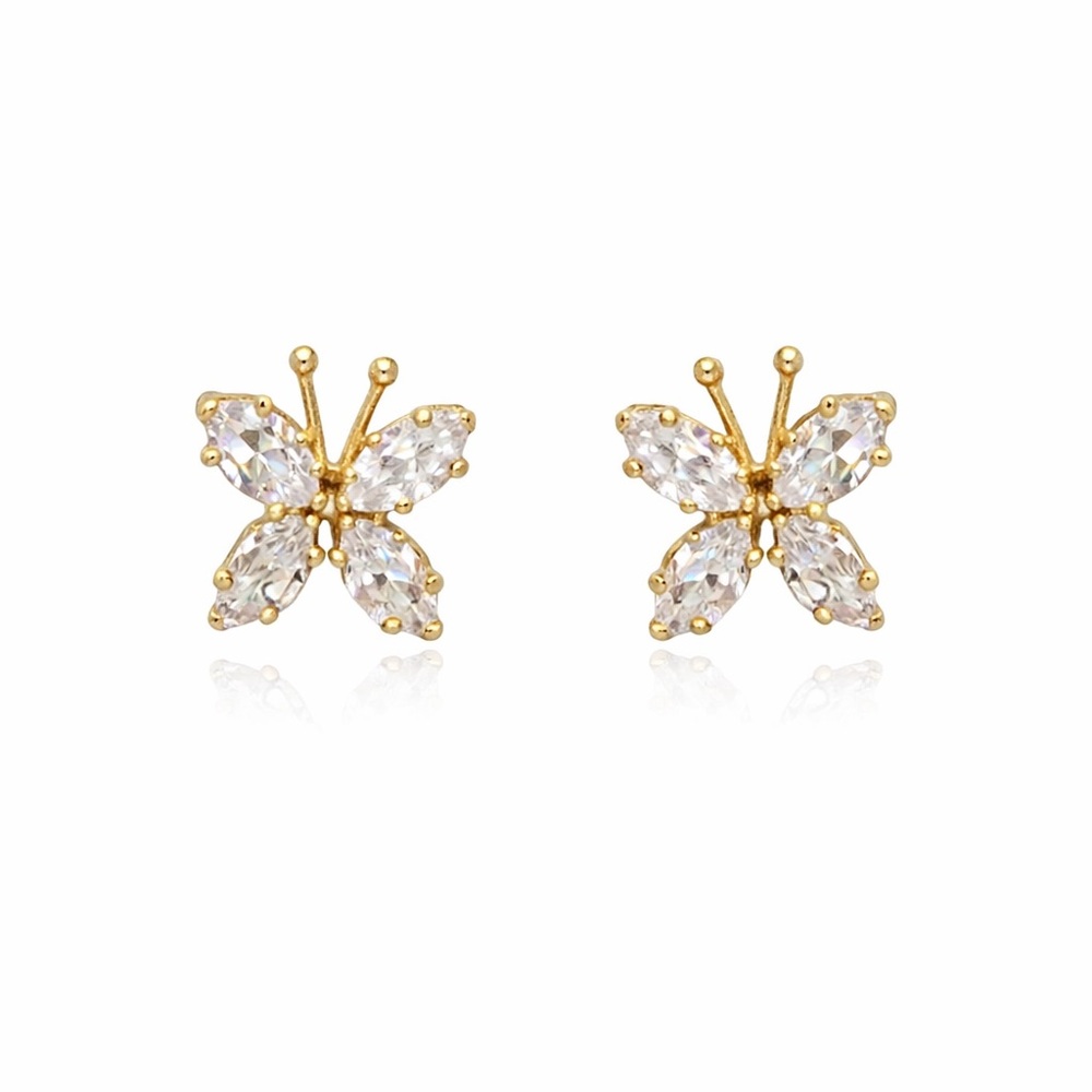 NWOT 10K Gold Butterfly CZ Stud Earrings 🦋